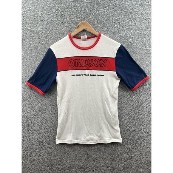 Vintage Oregon 1980 Olympic Trials Eugene Oregon Ringer T-Shirt Size Medium - Picture 1 of 3